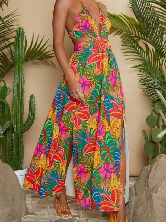 SHEIN Dresses & Skirts - SHEIN Tropical Cutout Maxi Dress